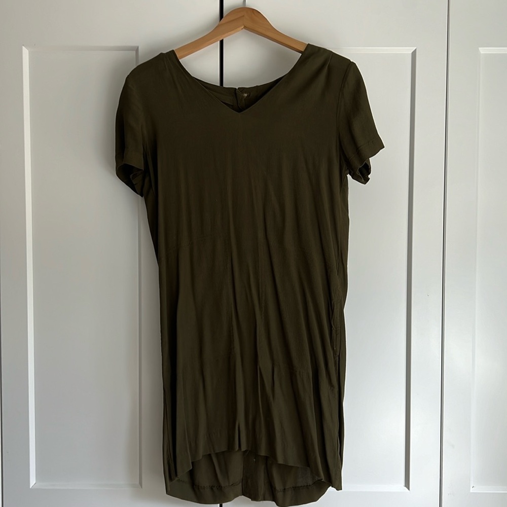 Madewell Green Sheath Dress Short Sleeve V-Neck